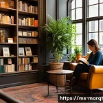 향기 마케팅의 측정 가능한 효과 - Cozy Bookstore & Coffee Corner**
A warm and inviting scene inside a charming bookstore that doubles ...