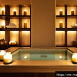 Home 23 향기 마케팅을 위한 시장 조사 방법 - A cozy, warmly lit boutique spa interior emphasizing the soothing scent of vanilla. The scene includ...