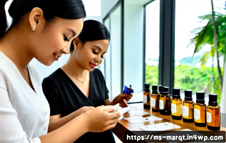 향기 마케팅 전략 개발 방법 - Photorealistic scent marketing strategy workshop in a contemporary Kuala Lumpur retail studio, diver...