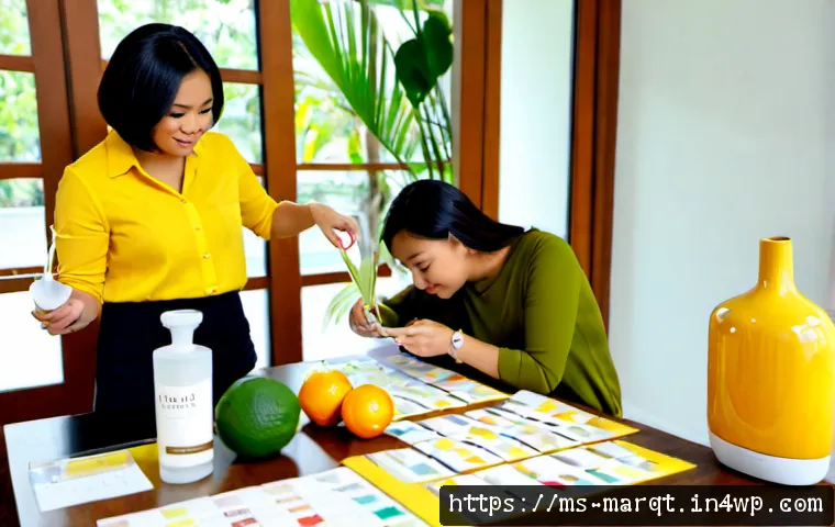 Home 17 향기 마케팅 캠페인 기획 방법 - Photorealistic scent marketing campaign planning session in a bright Kuala Lumpur creative studio, d...